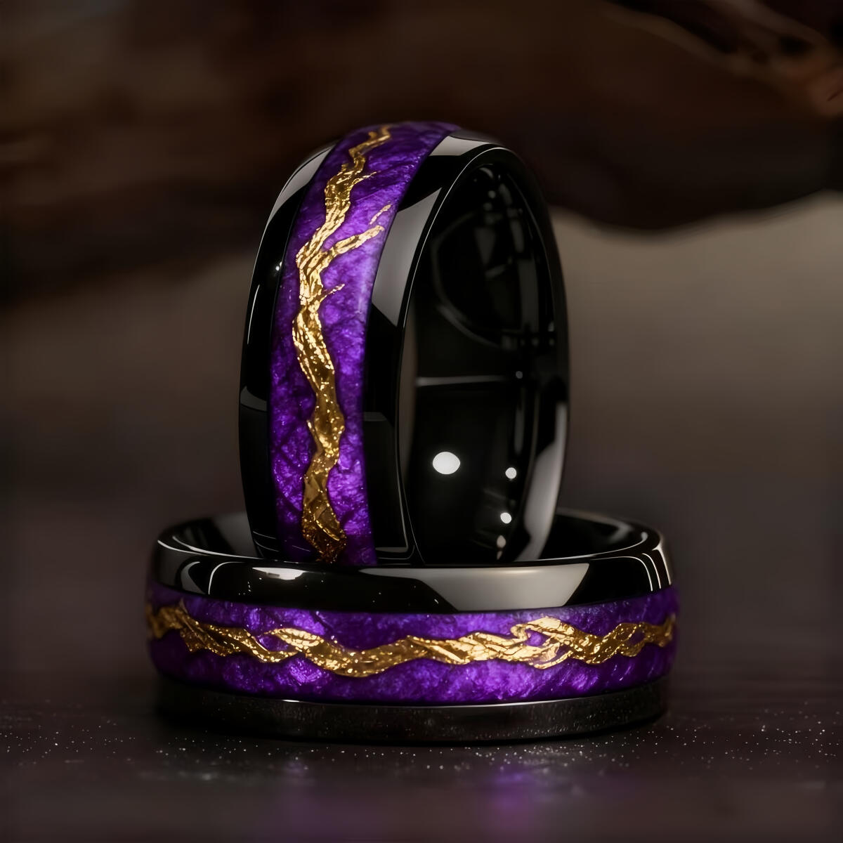 Gymnastic Ring Wood - Anillo de Acero Inoxidable Negro para