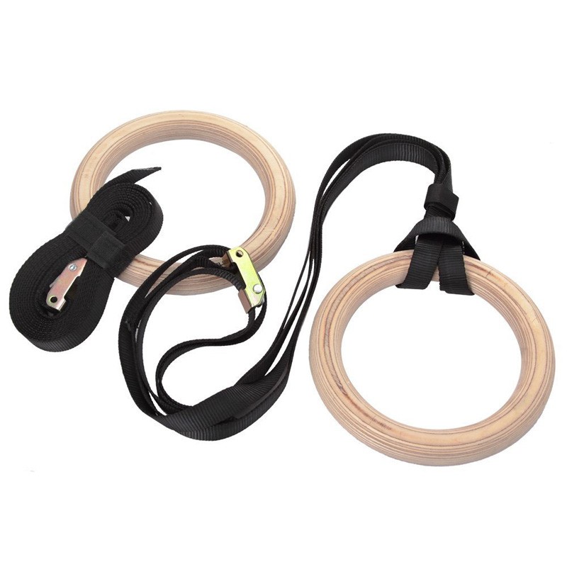 Gymnastic Ring Wood - Anillos de gimnasia fitness con hebillas
