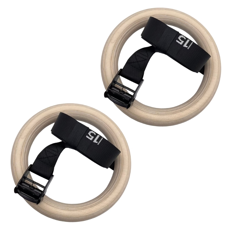 Gymnastic Ring Wood - Anillos gimnasia madera ajustables Q84C con