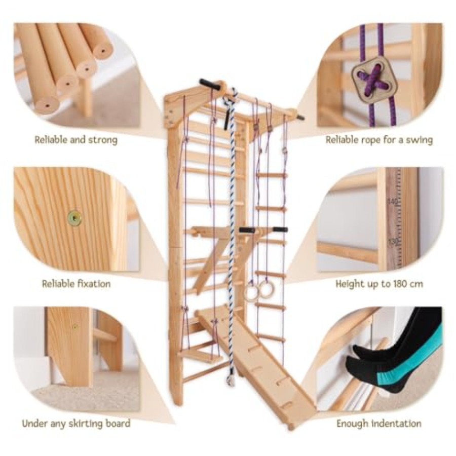 Escalera sueca de madera maciz - Gymnastic Ring Wood reseña y precio